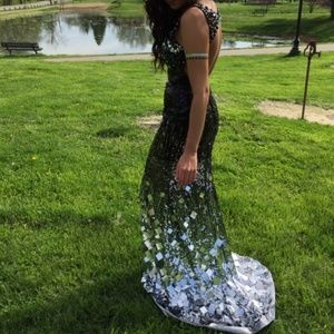 Black and silver sparkly beaded prom dress